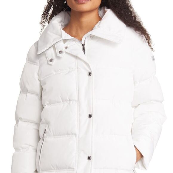Sam EDELMAN Cream Water Repellent Puffer‎ Coat with zip off Faux Fur Collar - Picture 5 of 13